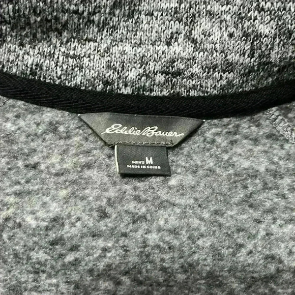 Eddie Bauer Men's Medium Fleece Sweater Vest Heather Gray Zip Up - Picture 7 of 9